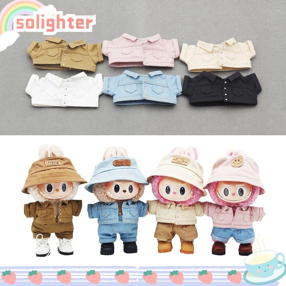 Solighter ตุ๊กตาอุปกรณ์เสริม, แจ็คเก็ตยีนส์ Handmade Labubu เสื้อผ้าตุ๊กตา, ทนทาน Cos ของขวัญ Labubu Time To Chill Filled|เสื้อผ้าตุ๊กตาทํามือสําหรับตุ๊กตาลาบู 17 ซม