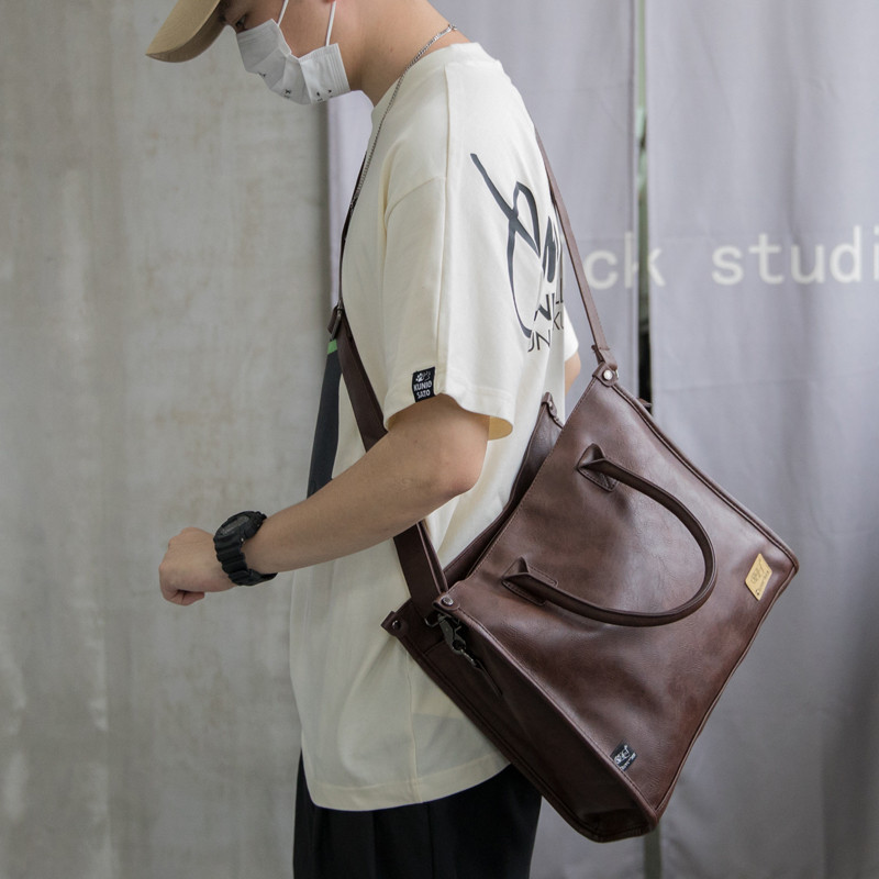 🌞SUNWISH🌞 -Threebox - No.6424 กระเป๋าเอกสารผู้ชายหนังกระเป๋าสะพายเกาหลีกระเป๋าสะพายข้างกระเป๋า Ipad