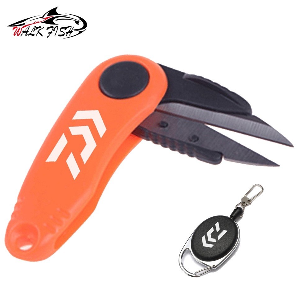 เดินปลา 1 ชิ้นสแตนเลสกรรไกรตกปลาเครื่องตัดสายตกปลากุ้งรูปร่างพับกรรไกรตกปลา Quick Knotting เครื่องมือ