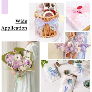 10/50yards Iridescent Fishtail เส้นด้ายของขวัญริบบิ้นสําหรับดอกไม้ช่อดอกไม้บรรจุภัณฑ์ Organza ริบบิ้นแบบมีสายสําหรับวันวาเลนไทน์ตกแต่งงานแต่งงาน