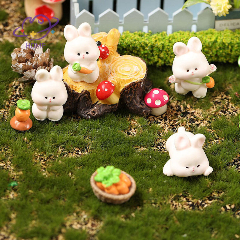 [mayhome] Micro Landscape สัตว์น่ารักการ์ตูนกระต่ายอุปกรณ์ทําสวนปีกระต่ายเครื่องประดับ {TH}