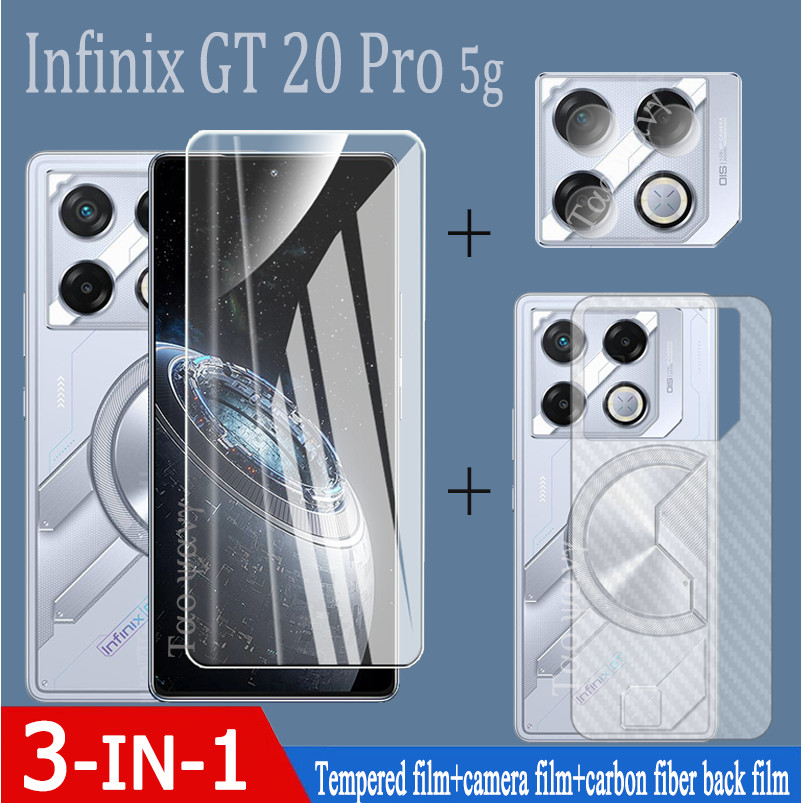 3in1 Infinix GT 20ProกระจกนิรภัยInfinix GT 30 Pro Spark Go 2024 hot 40pro Hot 40 Spark GO 2023 GT 20 Pro 5GกระจกนิรภัยSpark 20Cป้องกันหน้าจอ + กล้อง + ฟิล์มด้านหลัง