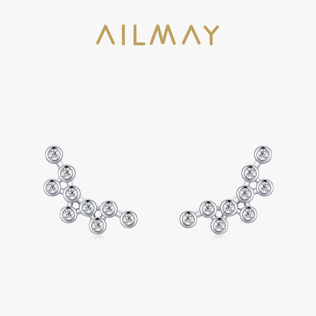 Ailmay ต่างหูรูปฟองเพทายสําหรับผู้หญิงคลาสสิกเครื่องประดับเงิน 925