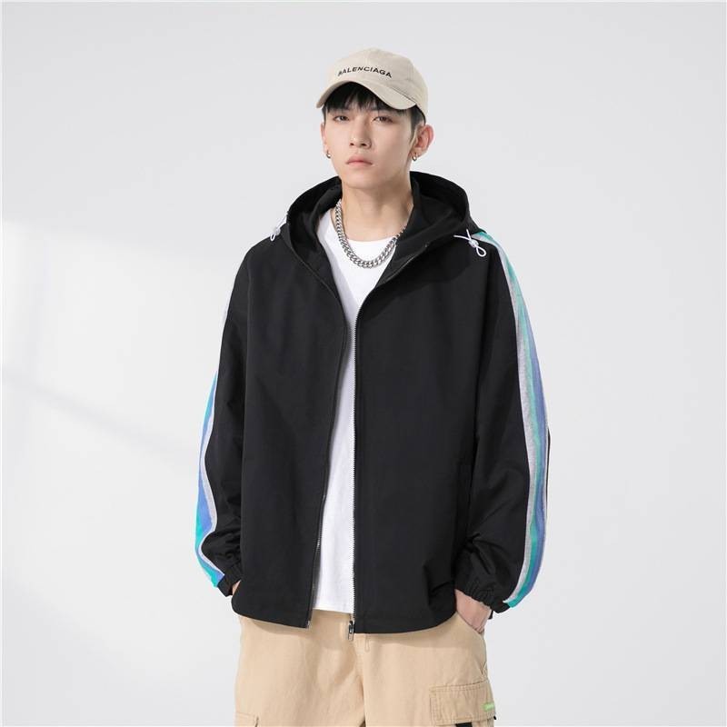 เสื้อแจ็คเก็ตกันลมเบสบอลโพลีเอสเตอร์ พร้อมคอตั้ง และฮู้ด น้ำหนักเบา สวมใส่สบาย มีหลายสีและหลายขนาด JK6026