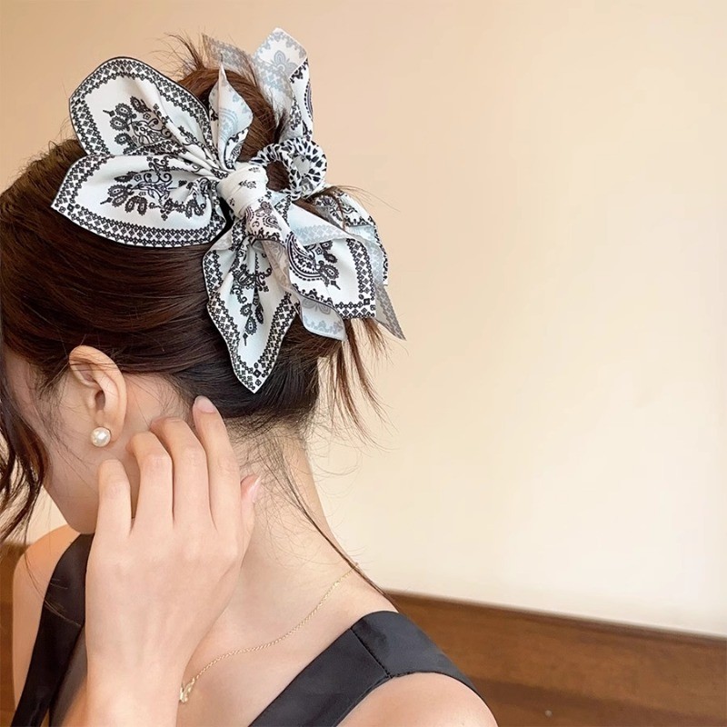 สาวหวานดอกไม้พิมพ์ Bowknot Hairpin กิ๊บติดผม Headwear เครื่องประดับผม