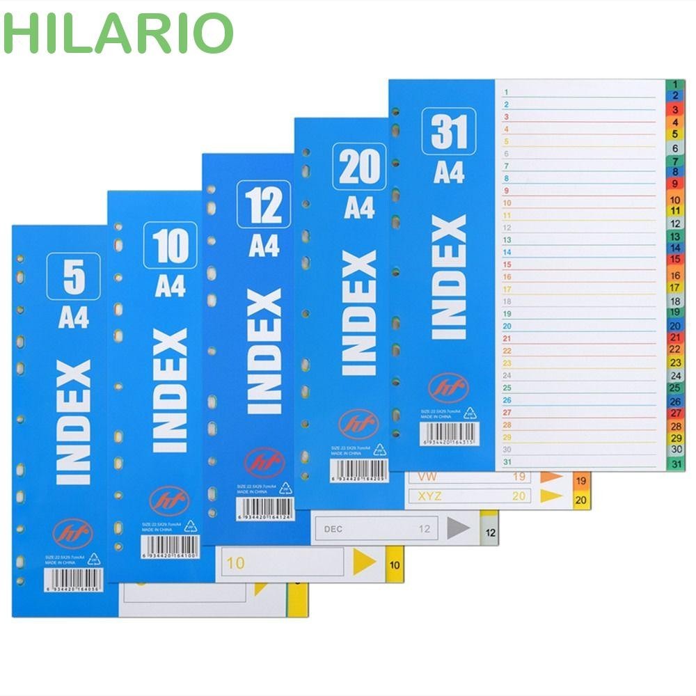Hilario ดัชนีแยกหน้า, 5/10/12/20/31Pages วัสดุ PP หลวมใบ Dividers, Binder Tabs A4 ขนาดตัวเลข 11 หลุม Binder Dividers อุปกรณ์สํานักงาน