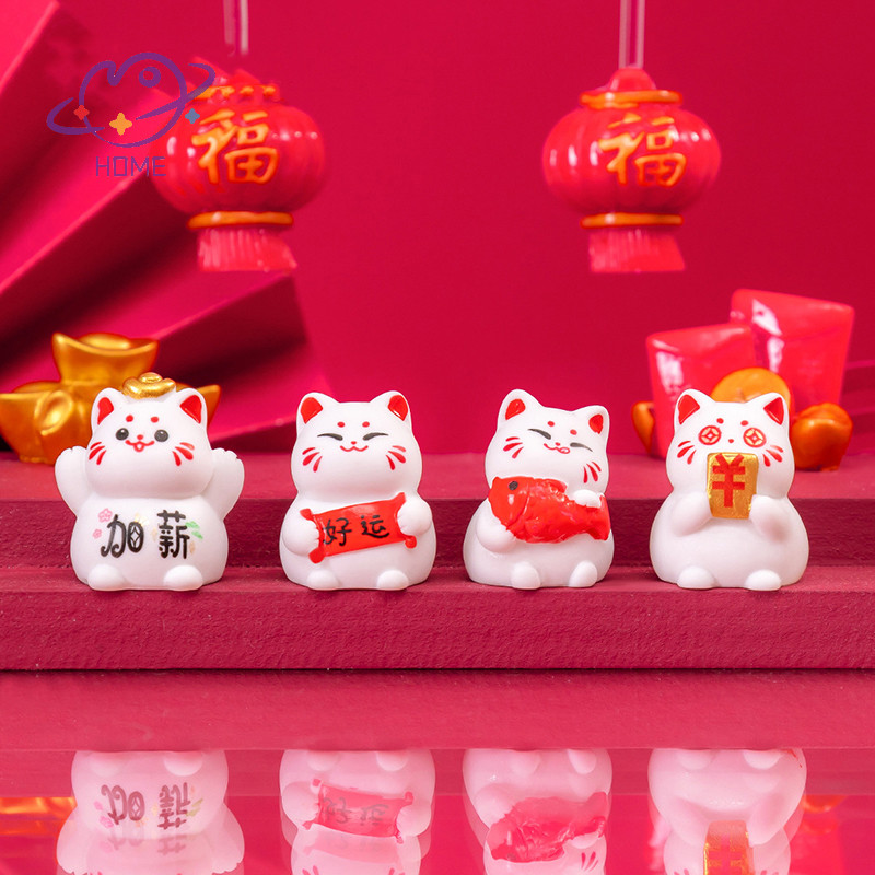 [mayhome] Miniature น่ารัก Lucky Cat ตุ๊กตา Micro ภูมิทัศน์หัตถกรรมเครื่องประดับเรซิ่นสําหรับตกแต่งบ้าน Kawaii สัตว์โต๊ะตกแต่งของขวัญ {TH}