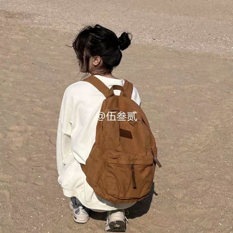 American High school Retro Backpack Distressed Washed Canvas Men Women Backpack old school Student S