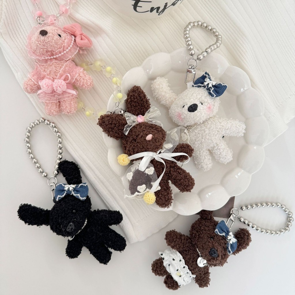 New Bag Charm พสงกุญแจ จี้กระเป๋า Bunny จี้ String สไตล์เกาหลี Mori สไตล์กระต่ายแขวนโซ่น่ารักโบว์สีชมพูกาแฟสไตล์ใหม่รูปแบบกระต่ายขายร้อน Keychain สามารถแขวนบนกระเป๋า miumiu/กระเป๋าหนัง/โทรศัพท์มือถือ/ของตกแต่งภายในรถยนต์/กุญแจรถ/stand oil post bag