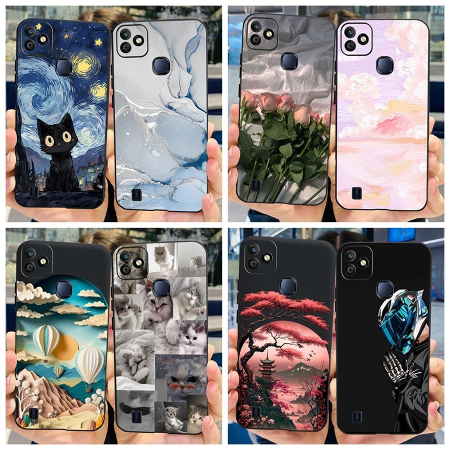 สําหรับ infinix Smart HD 2021 กรณี infinix Note30 Marble ออกแบบใหม่ดอกไม้สีดําทาสีซิลิโคนนุ่มปกหลังส