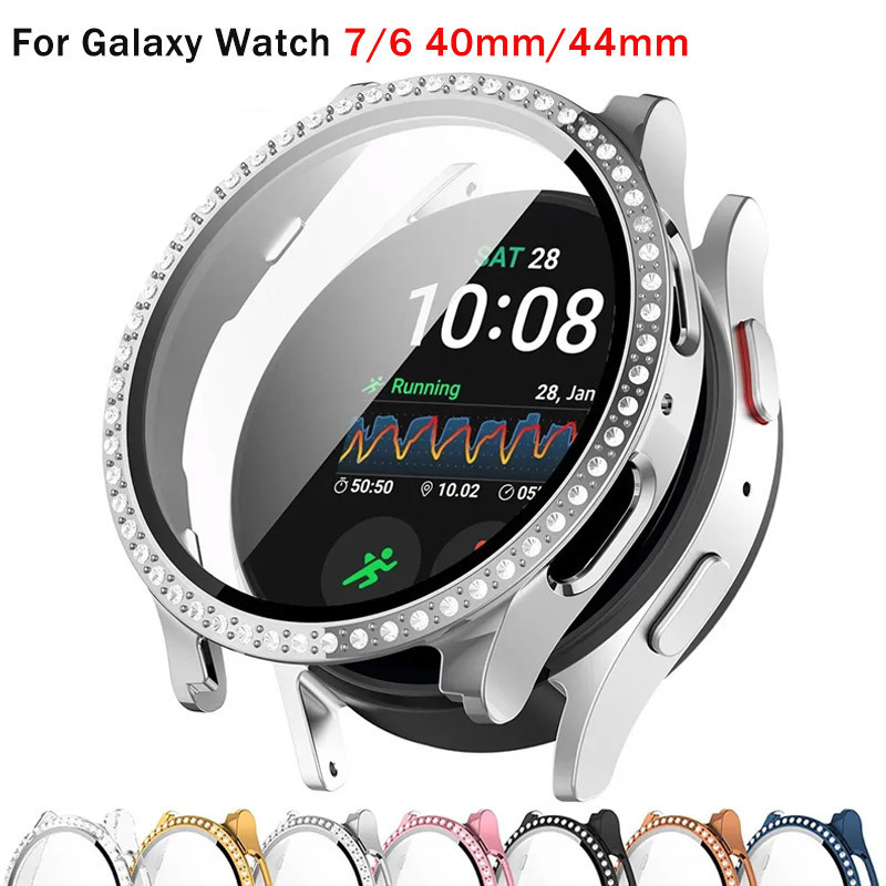 Diamond Bling Case เข้ากันได้กับ Samsung Galaxy Watch 7 40 มม.44 มม.คริสตัลกันชนป้องกันสําหรับ Galaxy Watch 6 40 มม.44 มม.อุปกรณ์เสริม
