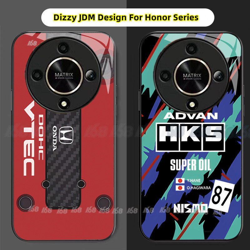 เคส Honor X9A X9B 5G กรณีกันกระแทกเคสโทรศัพท์ Dizzy JDM B16B เครื่องยนต์สีแดงรูปแบบเลนส์กล้องกระจกฝา