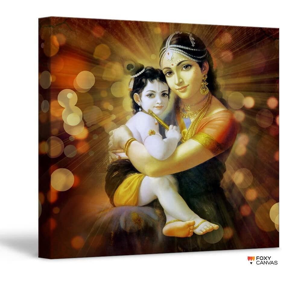 Lord Krishna Baby Krishna พร้อมโปสเตอร์ Yashoda นิ้วกรอบ