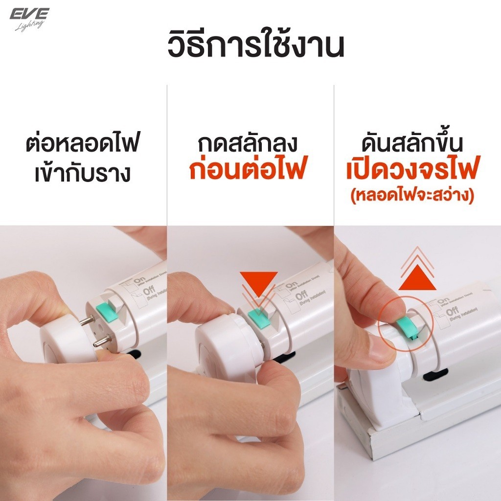 หลอดไฟแอลอีดี T8 (ไม่รวมชุดรางไฟ) ชนิดไฟเข้าสองทาง แสงขาว รับประกัน 1 ปี มีมอก 2779-2562 - รูปที่ 3