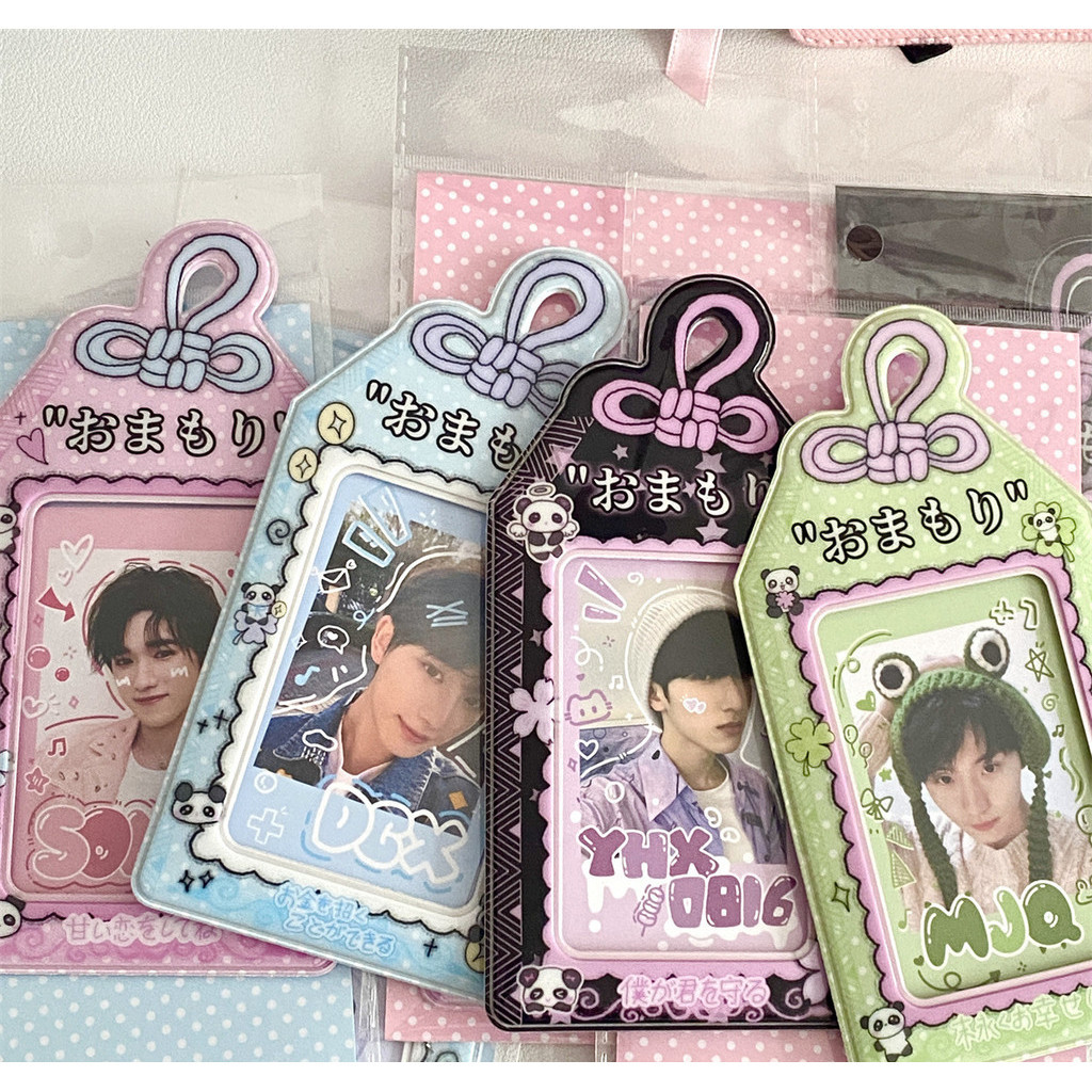 Ins Panda Blessing 3 นิ้ว Pvc card Holder Idol Small card Case สามารถใส่ลงในปลอกการ์ดแข็งได้