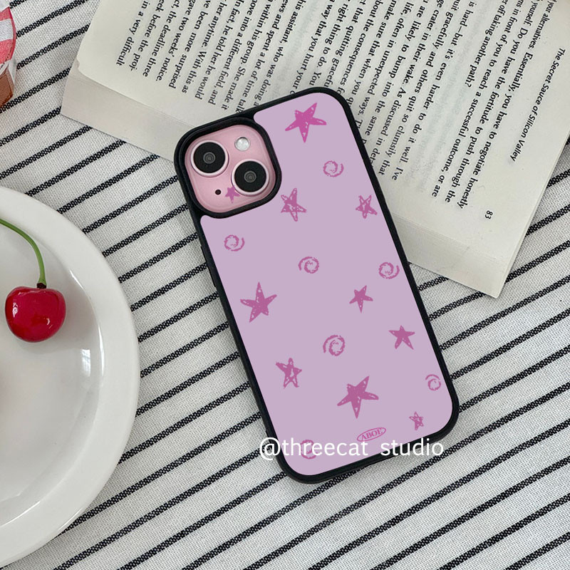 เกาหลี ins STARS รูปแบบบุคลิกภาพเคสโทรศัพท์สําหรับ iPhone15promax/14promax/13/12/11/xsmax กรณี XR ฝาครอบสีดํา