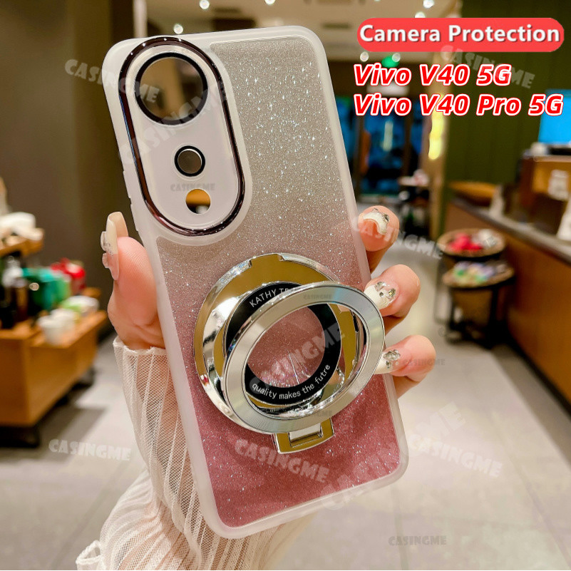 Vivo V40 5G V40Pro 2024 Bling แม่เหล็กดูดวงเล็บปลอกอ่อนสําหรับ Vivo V40 5G VivoV40 V 40 Pro V40Pro V40E 5G 2024 กล้อง Shcokproof เคสโทรศัพท์เลนส์ป้องกันนุ่มปกหลัง