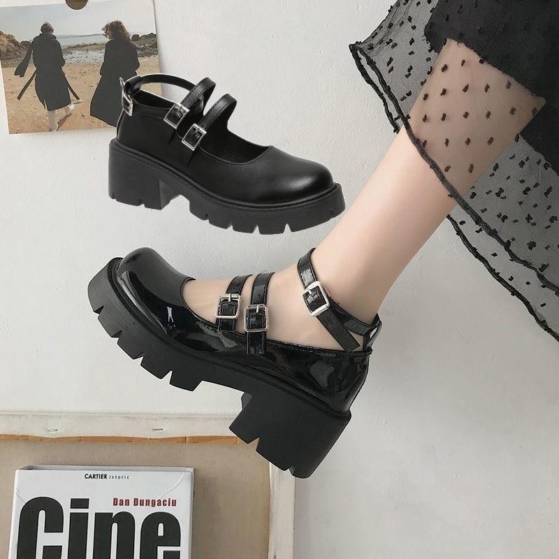 ขนาด 35-40 ผู้หญิง Jk Mary Jane รองเท้าหนา soled หนังสไตล์อังกฤษรองเท้าแตะญี่ปุ่น Elegant