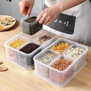 4กริดกล่องเก็บอาหารในครัว-4ใน1ใสแบ่งออแกไนเซอร์-ตู้เย็นเนื้อผักคมชัดยิ่งขึ้นภาชนะ