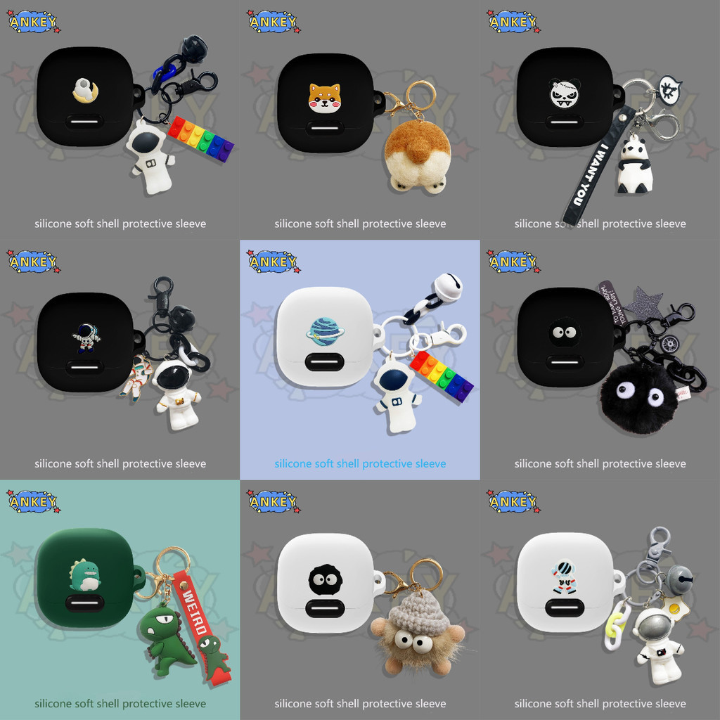 For SoundPEATS Air 5 Earphone Silicone Case Black Astronaut Earbuds Soft Protective Headphone Cover Headset Skin with Pendant