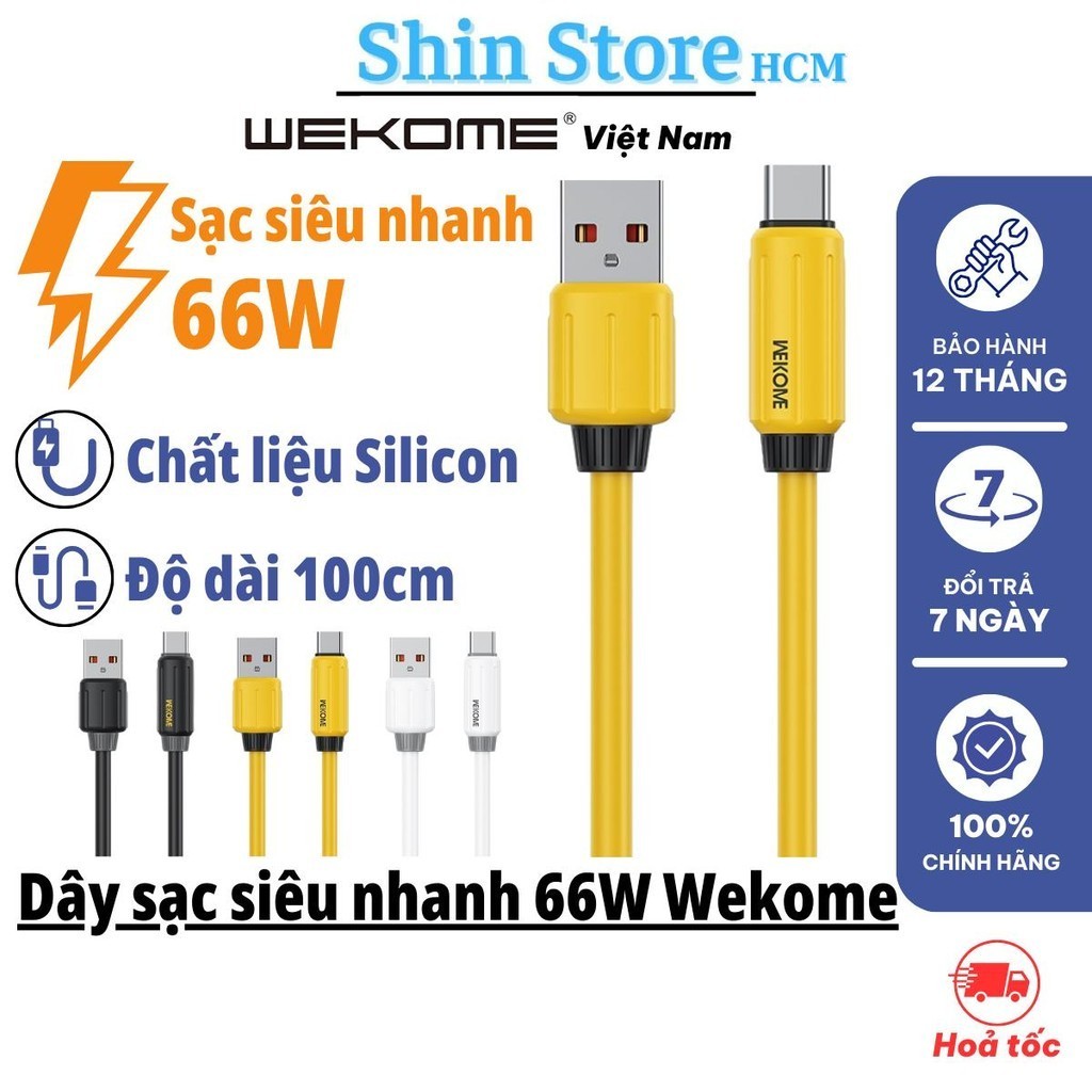 Wekome สายชาร์จเร็วสุด 66W Type C ของแท้ WEKOME WDC-27a สายซิลิโคนป้องกันการแตกหักและพันกัน - Shin S