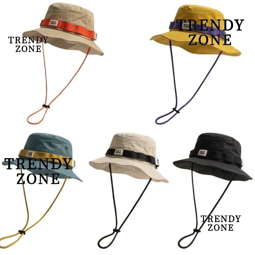 Trendyzone หมวกชาวประมง, หมวกแคมป์ปิ้งปีกขนาดใหญ่สีตัดกัน, หมวกกันแดดกันแดดระบายอากาศได้ฤดูร้อน