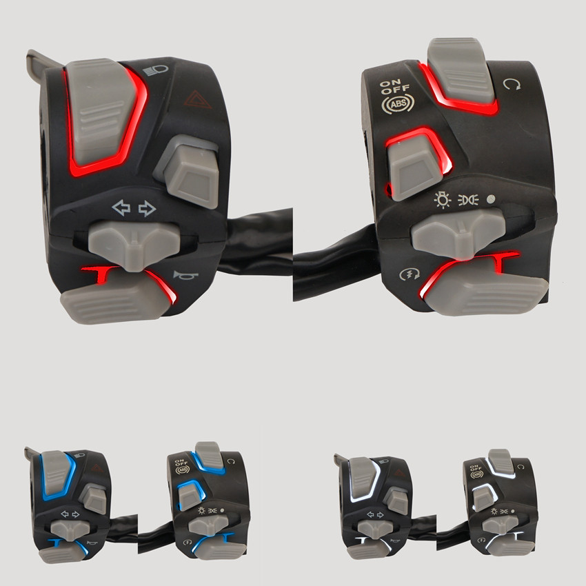 7/8 22mm Universal รถจักรยานยนต์ Handlebar สวิทช์ไฟหน้าไฟเตือนเปิดไฟแฟลชสัญญาณ Horn เริ่มต้นฆ่าปุ่ม LED