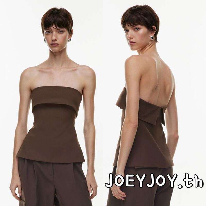 Joeyjoy-เสื้อกล้ามแขนกุด สายเดี่ยว สีพื้น สำหรับผู้หญิง ช่วงฤดูร้อน เสื้อกั๊กผ่าข้าง