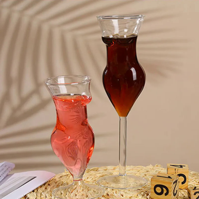 Cocktail Glass Body Shape Glass Cup Crystal Glass Wine Goblet Glass Champagne Shot Glasses Borosilic