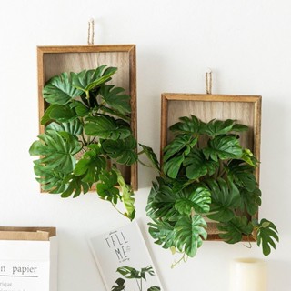 Faux Monstera ใบไม้เนื้อแข็ง FramesArtificial แขวน Greenary …