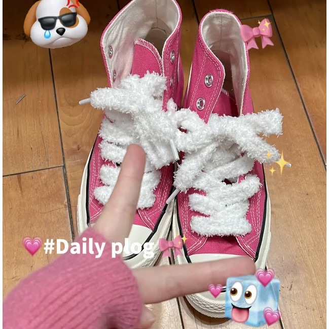 1 คู่ Plush Shoelaces แฟชั่นเกาหลีรองเท้าลําลอง Laces สีทึบ 140 ซม.