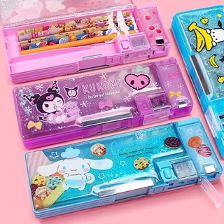 Sanrio Melody Glitter กล่องเครื่องเขียนมัลติฟังก์ชั่นนักเรียนชั้นประถมศึกษากล่องดินสอการ์ตูนสาวคว