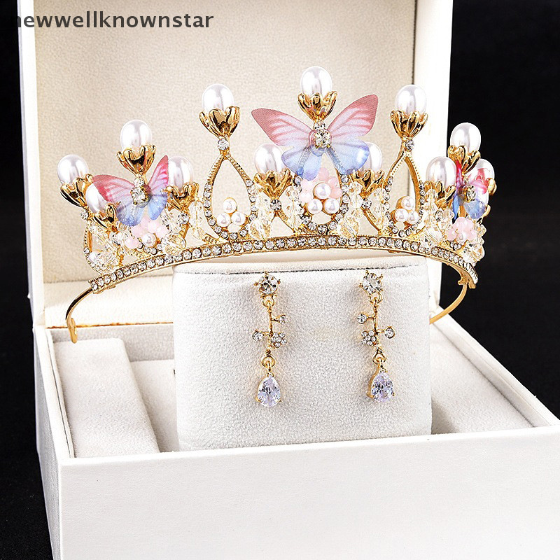 Newwellknownstar Crown สามมิติมงกุฎผีเสื้อสาวเจ้าหญิงแสดง Pan Hair Headdress, รุ่น Catwalk, เครื่องประดับผมคริสตัล CCB