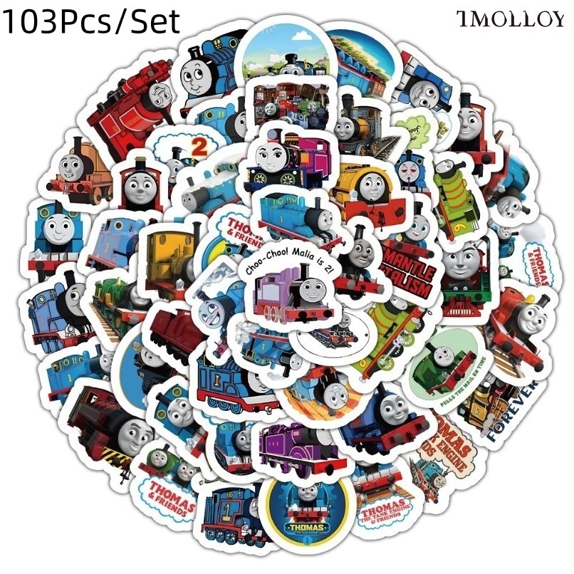[T] 103 ชิ้น/เซ็ตสติ๊กเกอร์รถไฟโทมัสสติกเกอร์กันน้ํารูปลอกสําหรับของเล่น