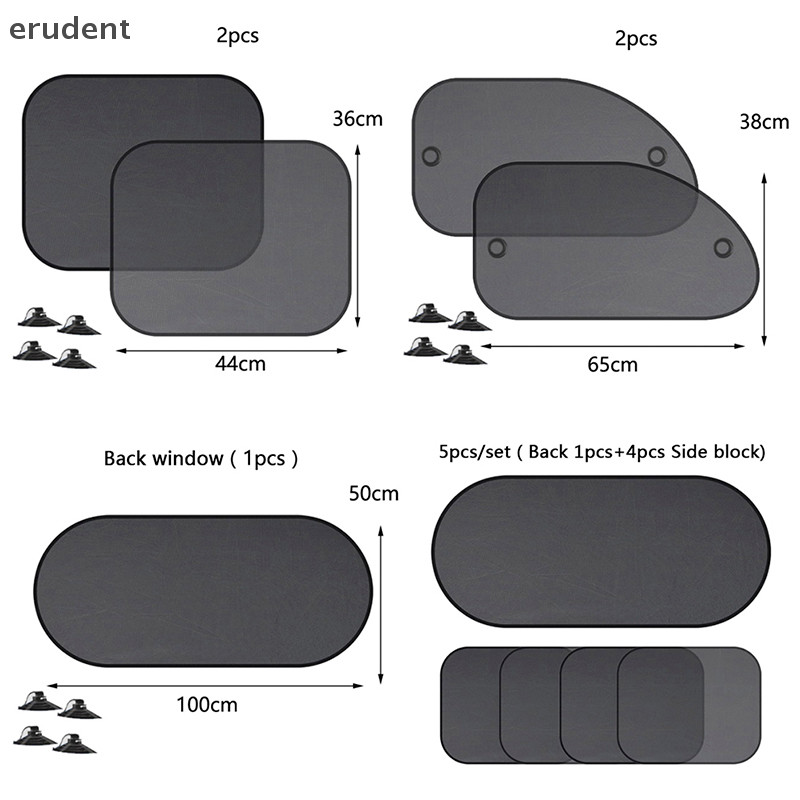 Erudent 5 ชิ้น/เซ็ตรถหน้าต่าง Sun Shades ฝาครอบ Anti-UV ตาข่าย Shade ผ้าม่าน Protector ใหม่