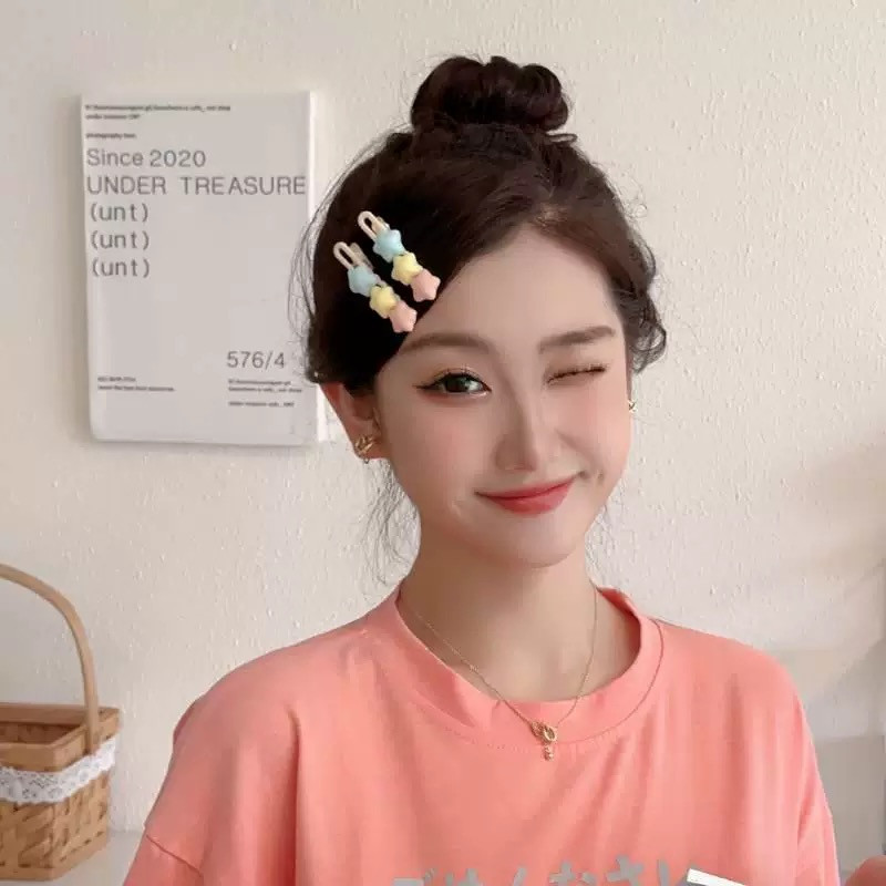 น่ารักครีมหวาน Tricolor ดาวห้าแฉก Duckbill คลิปสาวหัวใจคลิปด้านข้างคลิป Bangs Star Hairpin หญิง ราคา ถูกที่สุด ดีลบีเคเค แกลเลอรีภาพที่ 2