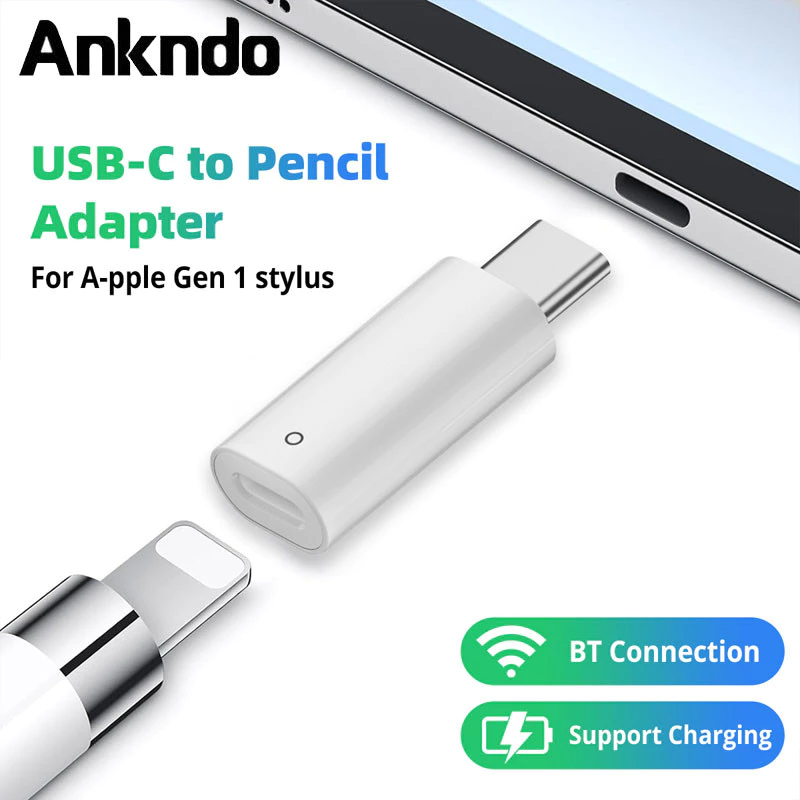 อะแดปเตอร์ชาร์จ USB C เป็นดินสอสำหรับ Aple Pencil 1st Generation Light/ning Pencil หญิงเป็น USB-C ชายอะแดปเตอร์ชาร์จบลูทูธตัวเชื่อมต่อคู่สำหรับ i/Pad 10th Gen