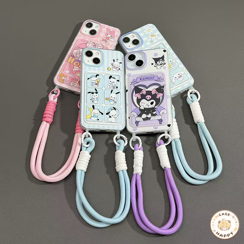 น่ารัก Kuromi Melody Pochacco Cinnamoroll ช่องใส่บัตรพร้อมส เคสไอโฟน 11 13 12 15 14 Pro Max X XS XR Max 7 8 Plus SE 2020