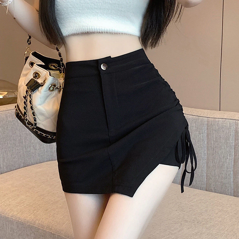 [ส่งไวจากไทย] MAI กระโปรงเอวสูง สไตล์ผูกเชือก ขนาดใหญ่ สไตล์ฮากามะ สีดำ เสื้อผ้าผู้หญิงแฟชั่นฤดูร้อน
