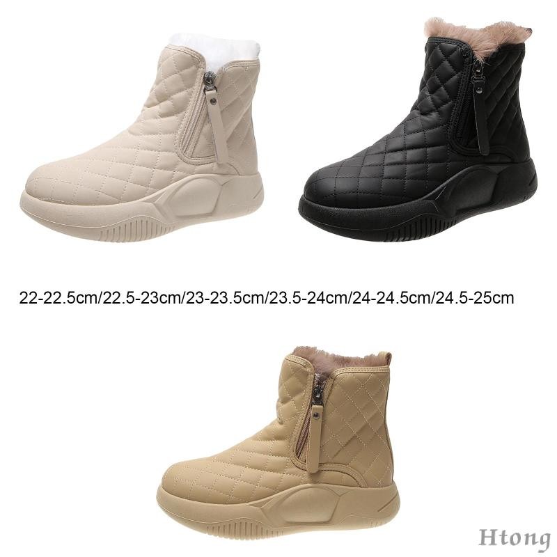 [Htong] รองเท้าบู๊ตหิมะของผู้หญิงหนา Soled รองเท้าบูทสั้นแฟชั่นสําหรับ Hiker ฤดูหนาวสุภาพสตรี