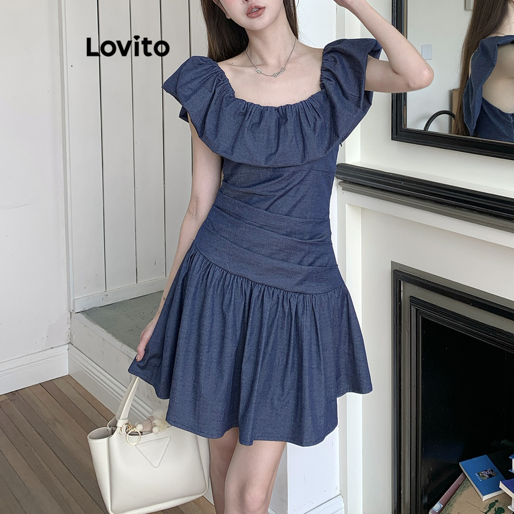 Lovito ชุดเดรสลำลองธรรมดาสำหรับผู้หญิง LNE77569