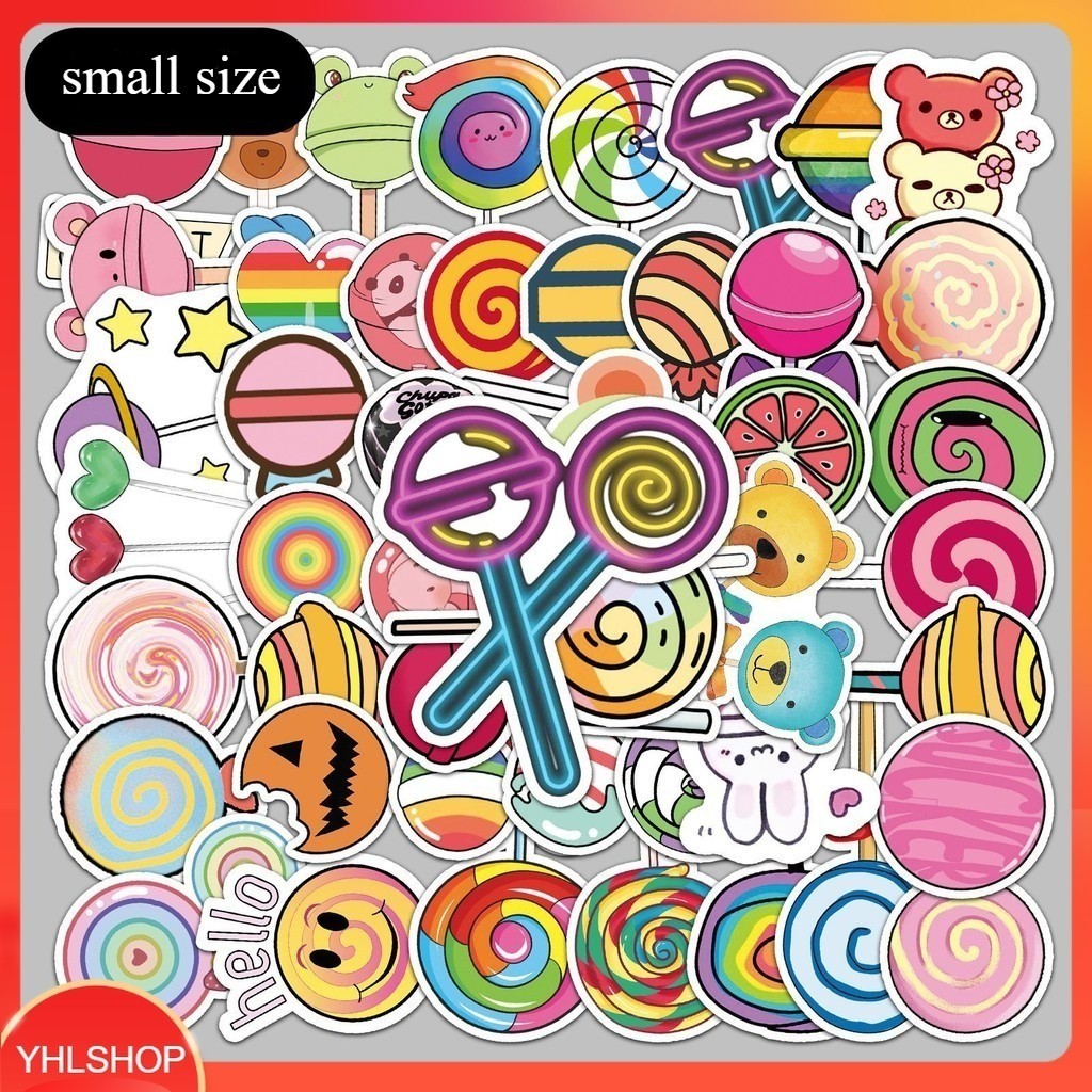 🍁YHL🍁พร้อมส่ง 50ชิ้น สติกเกอร์ ขนม อมยิ้ม ลูกอม Lollipop Candy Sticker