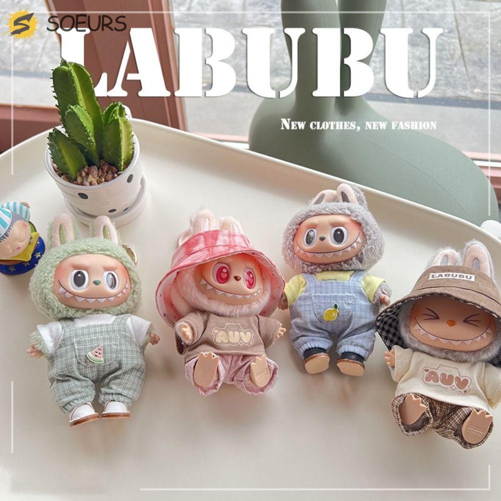 Soeurs 1 ชุดนั่ง Party Labubu ตุ๊กตาเสื้อผ้า, ของเล่นอุปกรณ์เสริม Suspender กางเกง Labubu ชุดตุ๊กตา, ชุดเปลี่ยนชุดคอลเลกชันมินิผ้าฝ้ายตุ๊กตา H เด็กของขวัญ