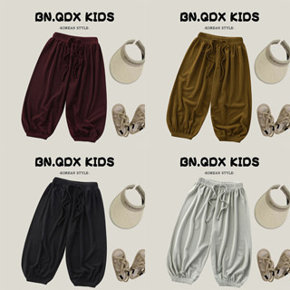 90-160【พร้อมส่ง】กางเกงขาริ้วเด็กผ้าไหมแข็งกันยุง สบายเย็นโปร…