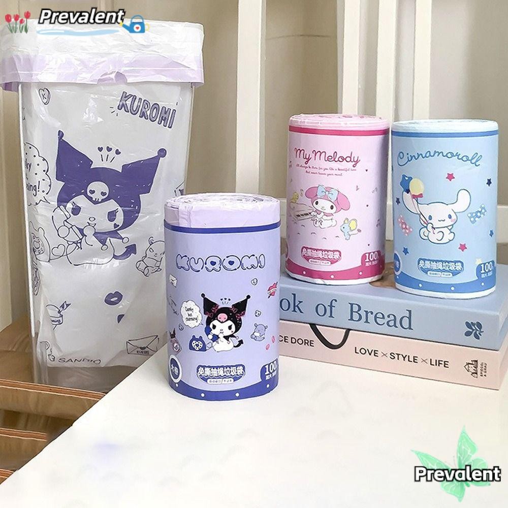 Preva ถุงขยะหูรูด Kawaii Sanrio แบบพกพา Kuromi Melody Cinnamoroll ถุงขยะหูรูด home