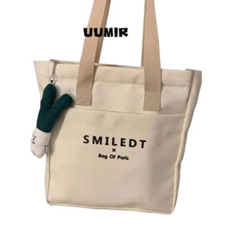 UUMIR กระเป๋าถือกระเป๋าสะพายไหล่แบบพกพาสไตล์ลําลองผ้าใบเรียบ…