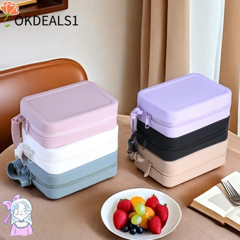 Dealshop กระเป๋าใส่เหรียญ,กระเป๋าเก็บของทรงสี่เหลี่ยมกันน้ํา,กระเป๋าสตางค์ซิลิโคนซิปความจุสูงแบบพกพาแบบเรียบง่ายสายข้อมูล
