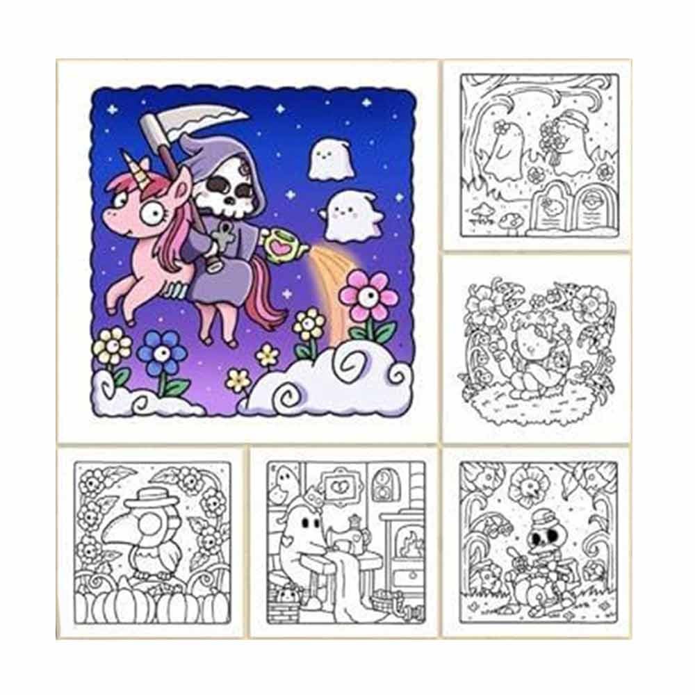 Cute Spooky Cutie Coloring Book Halloween Cozy Ghost Theme Adult Teen Relaxation Colouring Book