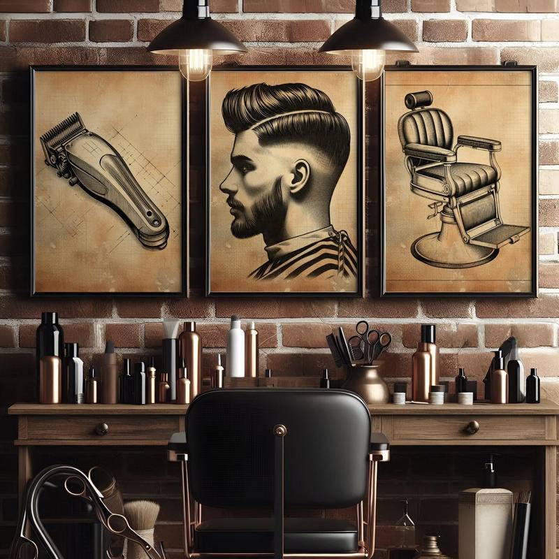ตัดผมพิมพ์ร้านตัดผมโปสเตอร์ตัดผม Wall Art ช่างทําผมงานศิลปะ Hairstylist Salon Decor