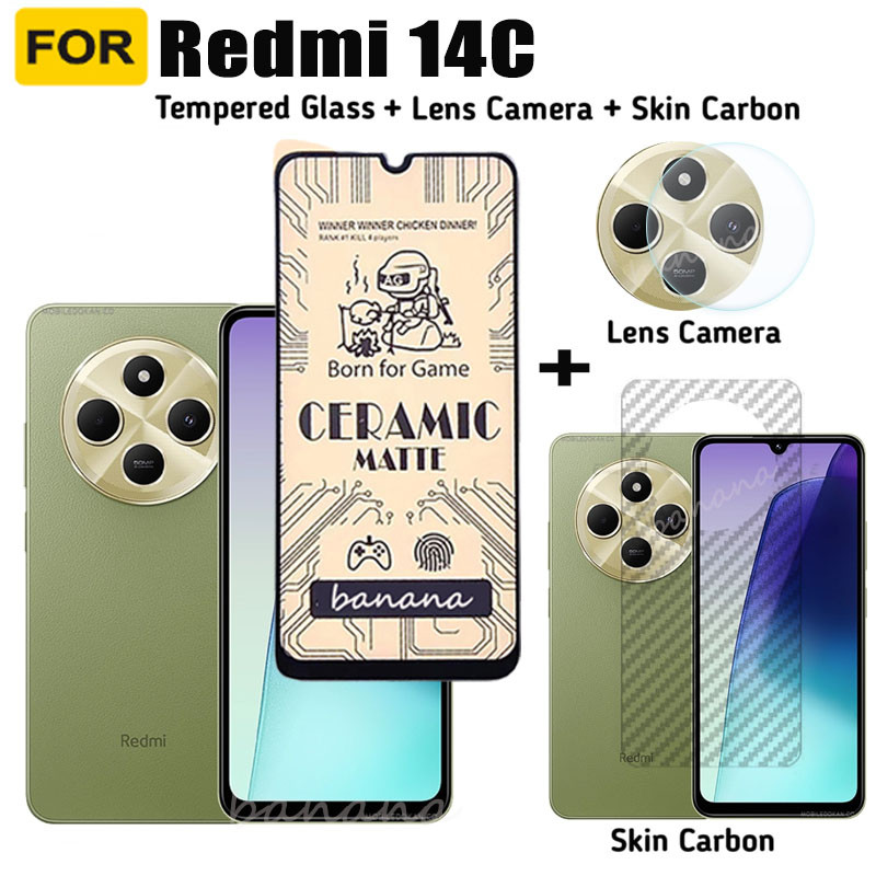Redmi 14C เซรามิค Frosted Soft Film Redmi 13C 12C 10C Redmi 12 13 4G 5G ป้องกันหน้าจอ 3 ใน 1 กล้องเลนส์ป้องกัน